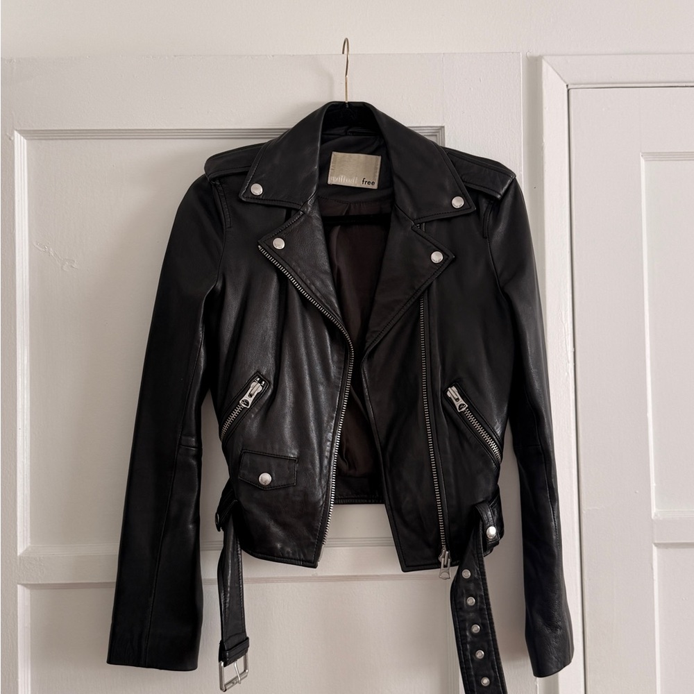 aritzia butter soft calfskin leather jacket